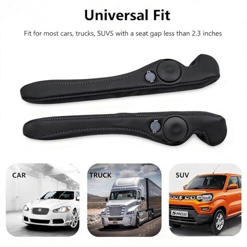 Inflatable Car Seat Gap Filler Strip - 2Pcs Leather Foldable Seat Gap Plug Blocker,Stop Dropping Items,Soft Interior Accessories for All Cars (Black) - color: Black