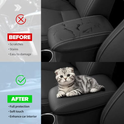 Center Console Armrest Cover Compatible with Toyota Corolla 2014-2019 Accessories, Premium Leather Arm Rest Cover Pad, Car Middle Console Cover (Black) - size: 2014-2019 Toyota Corolla