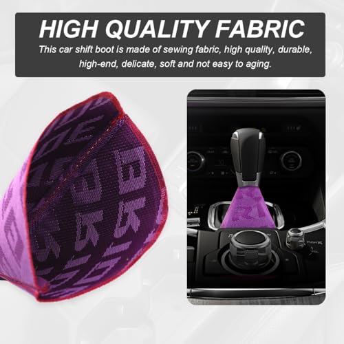 Car Shift Boot Cover, Fabric Shifter Lever Knob Boot Dustproof Cover with Stitch, Manual Automatic Speed Shifter Boots Gear Gaiter for Most Vehicles, Car Accessories (Purple) - color: Purple
