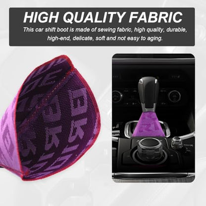 Car Shift Boot Cover, Fabric Shifter Lever Knob Boot Dustproof Cover with Stitch, Manual Automatic Speed Shifter Boots Gear Gaiter for Most Vehicles, Car Accessories (Purple) - color: Purple