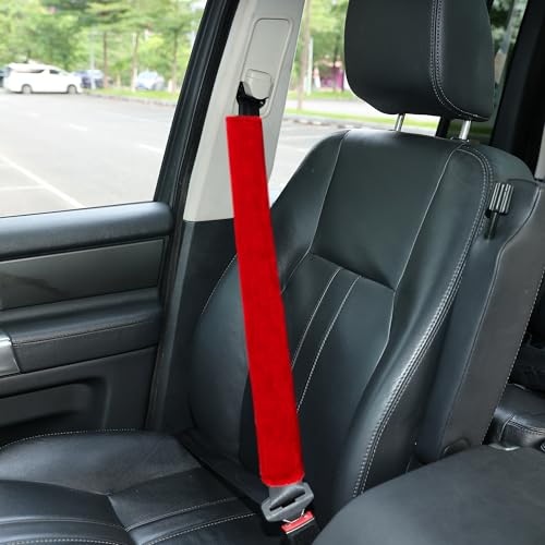 Soft Faux Fur Universal Fit Seatbelt Cover Car Truck SUV Airplane Seat Belt Shoulder Pad for Carmera Backpack Straps Neck Cushion Protector Extra Long 25.6in Red - color: Red, size: 25.6in 1pack