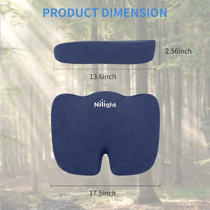 Nilight Car Seat Cushion Blue Velvet Gel Memory Foam Seats Soft and Comfortable Suitable for Daily Life and Driving Relieves Sciatica and Tailbone Pain Improves Drive Vision - color: Blue Velvet