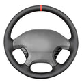 MEWANT Hand Stitch Black Genuine Leather Steering Wheel Cover Wrap for Dodge Ram 1500 2002-2003 Dodge Ram 1500 - color: Black Genuine Leather&Red Stripe&Red Thread