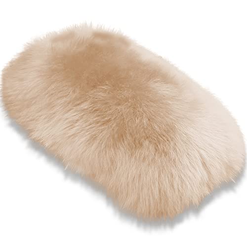 Andalus Brands Pure Australian Sheepskin Fluffy Car Center Console Cover, Luxurious Non-Shedding Furry Arm Rest Cover for Car, Versatile for All Seasons, Camel Brown - (11.47" X 6.3") - color: Camel Brown