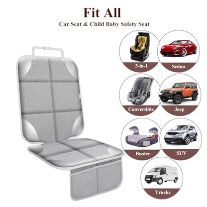 Car Seat Protector for Child Car Seat, Durable 600D Fabric Waterproof Car Seat Cover with Thick Pad Non-Slip Backing，No Imprints (Silver Gray-1 pc) - color: Silver Gray-1 pc