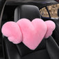 Fuzzy Heart Wings Car Headrest Pillow 1 PCS-Cute Neck Pillow Head Rest Cushion for Gaming Chair Office Chair - color: 01-Pink