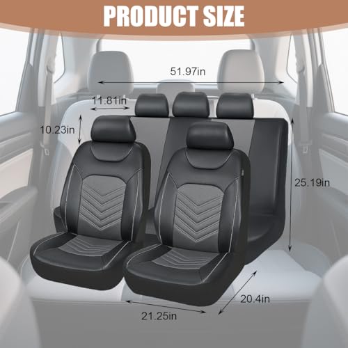 Car Seat Cover Full Set, Comfortable Breathable 5D Mesh Fabric Vehicle Seat Cover, Airbag Compatible Automotive Interior Chair Protecter, Universal for SUV Sedan Truck