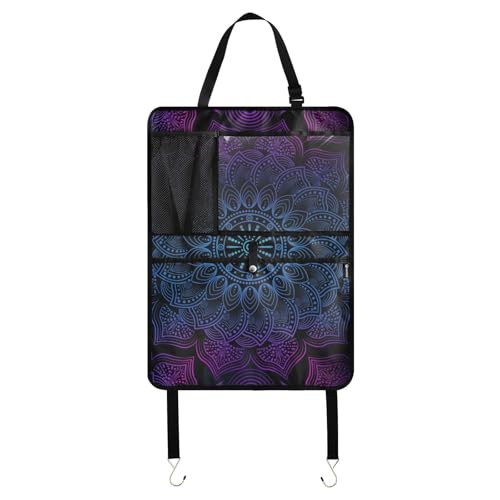 JIPONI Car Backseat Organizer, Boho Mandala Automotive Back Seat Protector, Kick Mats with Storage Pockets for Kids Pets, Road Trip Accessories - color: Madala, size: 1 Pack