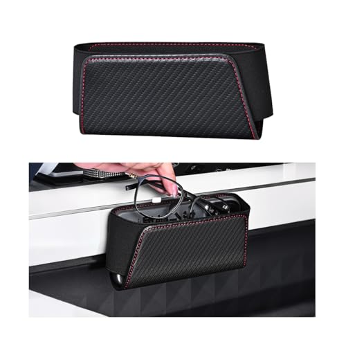Car Seat Side Storage Pocket, Leather Multifunctional Vehicle Console Side Pouch Organizer, Small Automotive Door Tray Pouch Bag Accessories, Universal for SUV, Sedan, Truck (Carbon Fiber) - color: Carbon Fiber