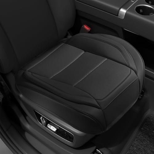 2Pcs Car Seat Cover Front PU Leather Seat Covers Universal Bottom Seat Covers for Most Vehicles,Sedan,Truck,SUV,21.26 inches in Length and 21.26 inches in Width (Black-Front Bottom 2 Piece) - color: Black-Front Bottom 2 Piece
