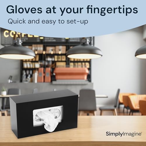 Black Glove Box Holder Wall Mount - Acrylic Disposable Glove Dispenser - Side Loading Rack for Nitrile & Latex Gloves - Organizer Container for Kitchen, Garage, Lab (Single)