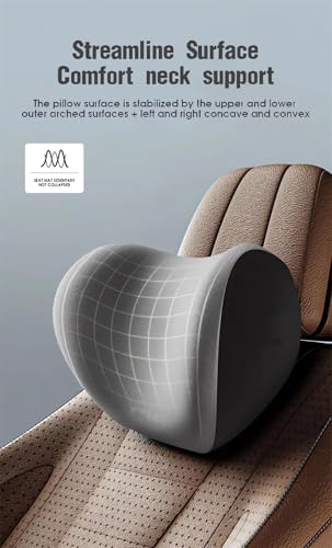 Car Headrest & Lumbar Support Cushion Ergonomic Car Seat Neck Back Rest Pillows Orthopedic Memory Foam Head Rest and Lower Lumbar Support Pillow Set Backrest Driving Seat Office Chair Support (Black)