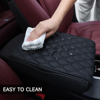Einesin Center Console Cover, Arm Rest Cover, Memory Foam Microfiber Leather Car Armrest Cover Cushion With 2 Storage Bags, Universal Center Console Covers For Cars/Truck/Auto/Suv (Black)