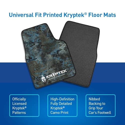 Coverking Universal Car Floor Mats Set of 2 (Front Driver and Passenger) Kryptek Neptune Camo - All-Weather Protection for Mud, Dirt, Rain, Spills, Non-Slip Backing, Fits Cars Trucks SUVs Jeeps - style: Kryptek Neptune