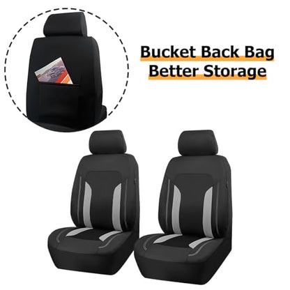 Car Seat Covers, Full Set Breathable Vehicle Seat Protectors with Mesh Construction and Foam Padding, Comfort Automotive Interior Chair Cover, Universal for SUV RV Truck (Grey)