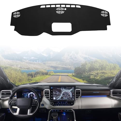Dashboard Cover Suitable for Toyota Tundra 2022 2023 2024 2025 Car Dashboard Cover Sun Visor Mat Non-Slip Polyester Dashboard Accessories (Black)