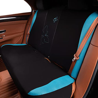 Flying Banner Butterfly car seat Covers ful Set Fashion Universal Lady Woman Female Rear Bench Back Split Colorized (Mint Blue, Full Set - Lace) - color: Mint Blue Lace, size: Full set