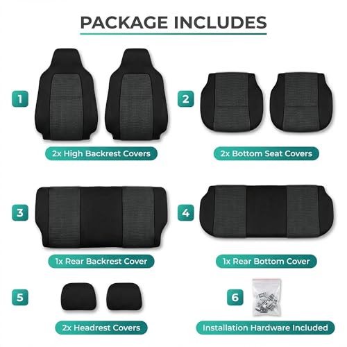 FH Group Car Seat Covers Classic Cloth Seat Covers Full Set with Gift – Universal Fit for Cars Trucks & SUVs (Black) FB102114 - color: Black, size: Full Set