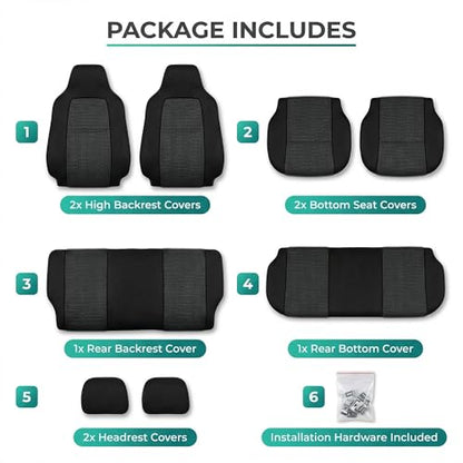 FH Group Car Seat Covers Classic Cloth Seat Covers Full Set with Gift – Universal Fit for Cars Trucks & SUVs (Black) FB102114 - color: Black, size: Full Set