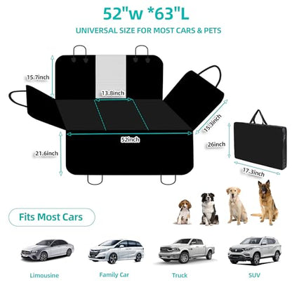 petalage Dog Truck Seat Cover for Back Seat, Hard Bottom Pet Hammock for Car, Bed Extender for 2-4 Large Dogs, Waterproof Seat Protector, Universal XL Size Fits for Crew Cab Truck, SUV, Black - size: Fullsizeblack