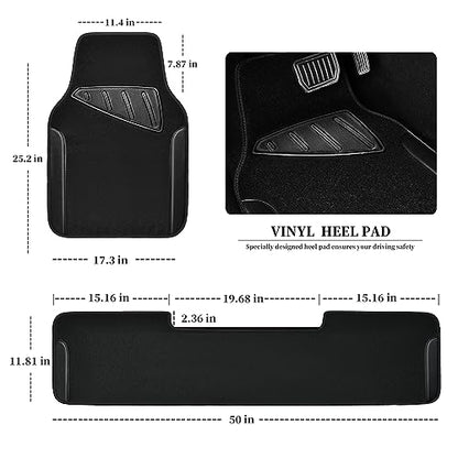 CAR PASS Waterproof Universal Faux Leather 3Pcs Car Floor Mats, Black Car Mats Fit for SUV,Vans,sedans, Trucks,Set of Vehicles Car Carpet with Driver Heel Pad and Anti-Slip Nibs Backing (Black 3Pcs) - color: Black 3pcs