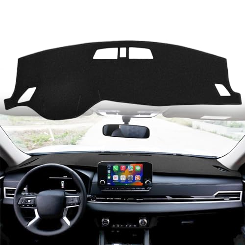 Dash Cover Mat Custom Fit for Mitsubishi Outlander/Outlander PHEV Without Head Up Display, Dashboard Pad Carpet Protector (Black) K395A