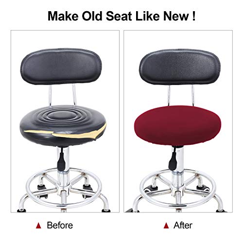 Tatuo Round Bar Stool Seat Covers Washable Stool Cushion Slipcover Elastic Bar Chair Covers for 14-17 Inch Chair (Red, 4 Pieces) - color: Red