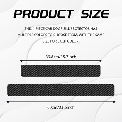 Car Door Sill Protector 4D Carbon Fiber Door Sill Guards Interior Trim Sticker, 4PCS Universa Carbon Fiber Anti-Scratch Entry Edge Guard Protection Trim Strips Black Car Accessories (Black 4D) - size: Black 4D