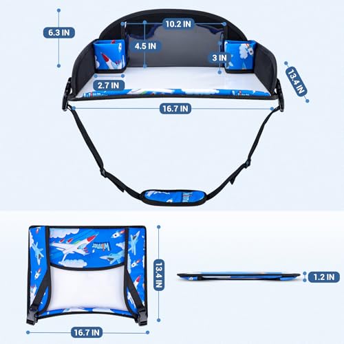 COOLBEBE Kids Travel Tray for Toddler Car Seat, Travel Tray for Airplane, Toddler Car Seat Lap Tray, Carseat Table Tray for Kids Travel Activities (Blue Plane) - color: Blue Plane