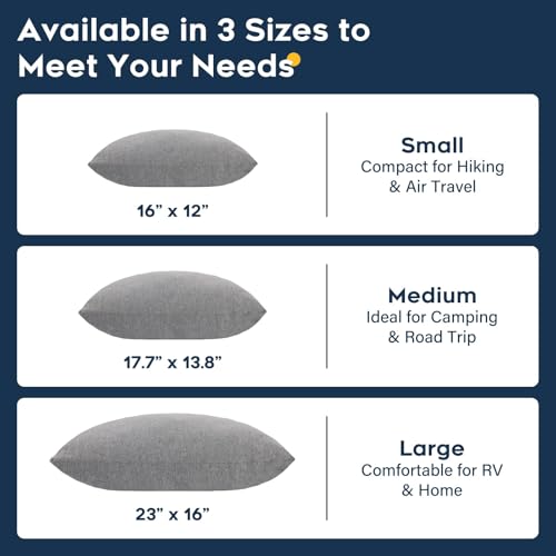 CushyOasis All-in-1 Camping Pillow Set - Shredded Memory Foam Neck Pillow Travel Pillow with Eye Mask, Earplugs, Washable Cover, Compact for Backpacking, Camping, Flights, Car Travel (Large Size) - size: Large