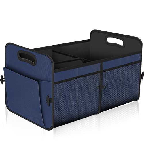 Car Trunk Organizer,Car Storage Organizer with 72L Large Capacity Waterproof Collapsible and 11 Pockets,Trunk Organizer for Car Suv/Jeep/Sedan, Large Size,Blue - color: Blue, size: Large