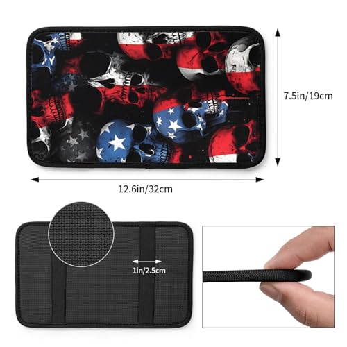 Universal Car Center Console Cushion Pad, American Flag Skull Soft Waterproof Car Center Console Cover Auto Armrest Seat Box Cover Protector for Most Vehicle SUV Truck Car - color: American Flag Skull