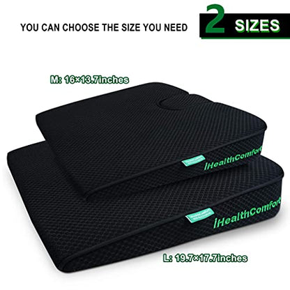 IHEALTHCOMFORT(19.7×17.7inches Extra Large Sciatica Seat Cushion for Office Chair,Oversized Car and Truck Seat Cushion,U-Cut Long Sitting Pain Relief Chair Pad - size: 19.7x17.7