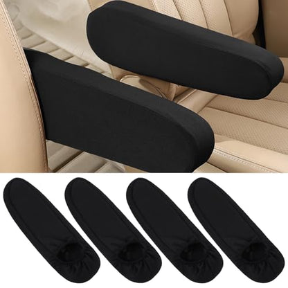 4 pcs Black Car Front Seat Armrest Covers Universal Seat Arm Rest Cover Replacement Elastic Fabric Armrest Protector Car Interior Decor Accessory Center Console Lid Armrests Cover for Truck