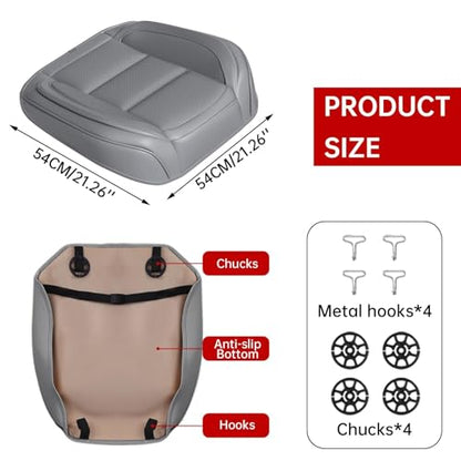 2Pcs Car Seat Cover Front PU Leather Seat Covers Universal Bottom Seat Covers for Most Vehicles,Sedan,Truck,SUV,21.26 inches in Length and 21.26 inches in Width (Gray-Front Bottom 2 Piece) - color: Gray-Front Bottom 2 Piece