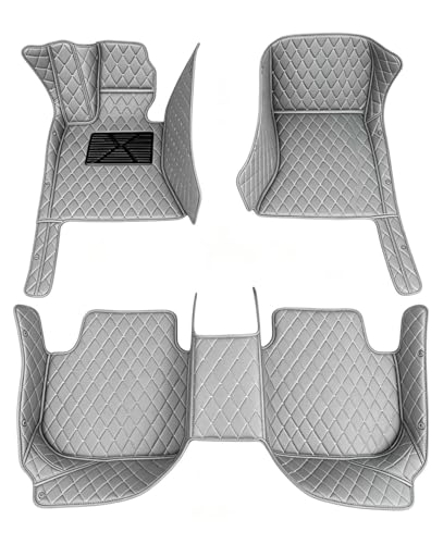 Custom Making Car Floor Mats Waterproof Anti-Slip Faux Leather Protection Floor. Auto Foot Pad Set Automobile Interior Carpet Accessories for SUV and Trucks (Gray) - color: Gray