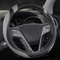 Customized Auto Car Steering Wheel Cover for Hyundai,Tucson,Sonata,Elantra,Santa Fe,Genesis,Sonata Hybrid,Azera,Venue,Kona, 14.5-15 inches(Black+Gray - Standard Size)