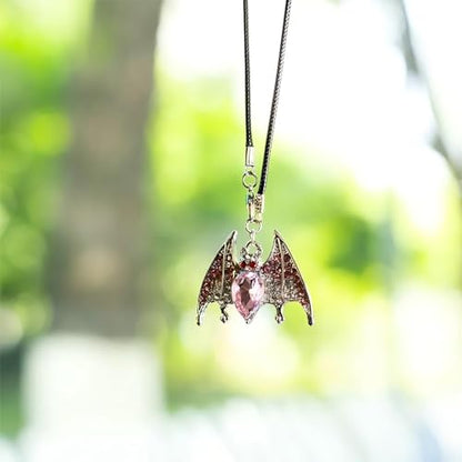 New Bat Aromatherapy Car Decoration Clip Car Air Vent Decorative Fragrance Bat Rearview Mirror Pendant Ambience Decoration Pendant (Silver Bat & Silver Bat Pendant) - size: Silver Bat & Silver Bat Pendant