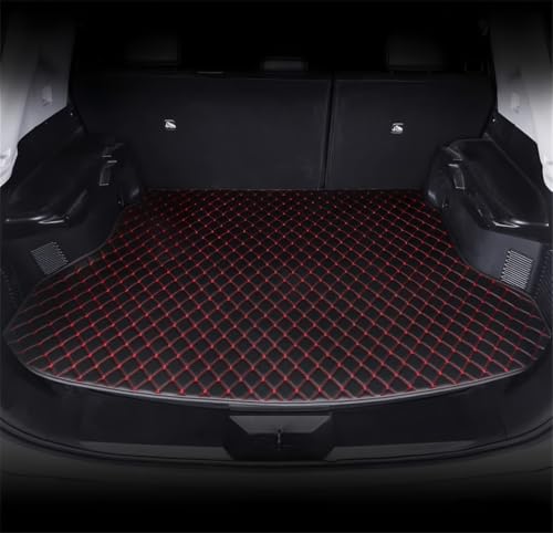 Custom Making Trunk Mats Cargo Mats Fit for 99.9% Sedan SUV All Weather Protection Leather Liners Trunk Mat Cargo Liners (Black red) - color: black red