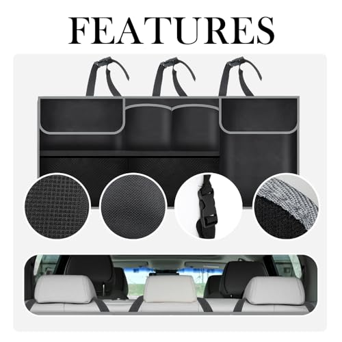 Large Capacity Car Trunk Organizer,Six Pockets Trunk Storage Organizer with Adjustable Straps,Wear-Resistant Oxford Fabric Hanging Trunk Organizer for Car Truck SUV