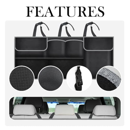 Large Capacity Car Trunk Organizer,Six Pockets Trunk Storage Organizer with Adjustable Straps,Wear-Resistant Oxford Fabric Hanging Trunk Organizer for Car Truck SUV