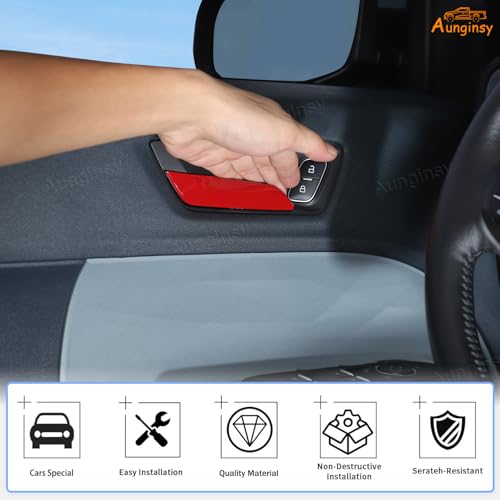 Aunginsy 4Pcs Car Inner Door Handle Switch Panel Cover Trim Compatible with Ford Maverick 2022-2025 Pickup Front Rear Door Handle Bowl Panel Protector Frame Decorative Sticker ABS Interior Accessories - color: Red(4pcs)