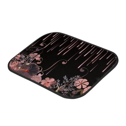 Pink Flower Black Automotive Floor Mats Front and Rear Car Mat Carpet Set 4 Pcs Fit for SUV,Vans,sedans,Trucks - color: Pink Flower Black