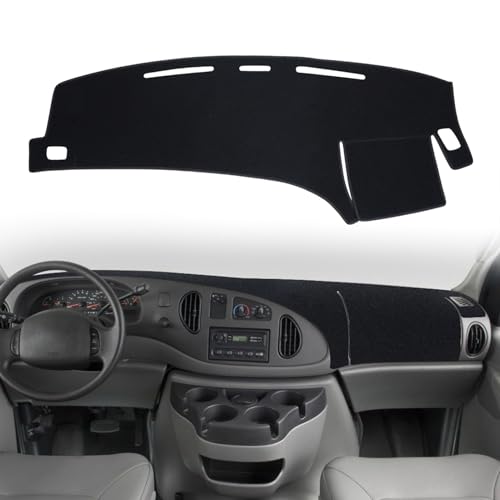 Dashboard Cover Custom Fit for Ford Econoline E150 E250 E350 E450 Cargo Van 1997-2008,Dash Cover Mat Pad Carpet Protector (Black) - color: 1997-2008 Black