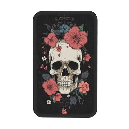 Universal Car Center Console Cushion Pad, Red Flower Skull Soft Waterproof Car Center Console Cover Auto Armrest Seat Box Cover Protector for Most Vehicle SUV Truck Car - color: Red Flower Skull