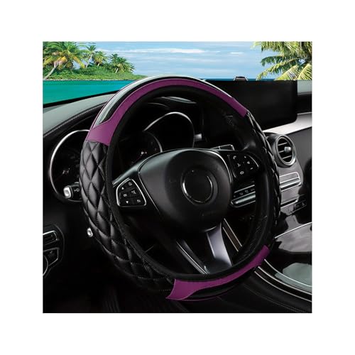 Car Steering Wheel Cover, 14.5-15inch Leather Anti-Slip Car Wheel Cover Protector, Safety Comfortable Desgin, Universal Auto Steering Wheels Accessories for Cars Truck SUV (Purple) - color: Purple