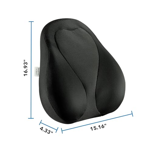 Mount-It! Office Chair Cushion, Lumbar Support Pillow for Office Chair, Back Support for Work, Office, Gaming with Memory Foam Filling for Back Pain Relief, Improve Posture, Black with Washable Cover