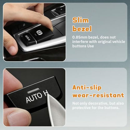 Black handbrake Button Cover Patch Compatible with BMW 5 6 7 X3 X4 X5 X6 F10 F07 F25 F26 F11 F06 F15 F16 Electronic Hand Brake p Button Cover Automatic h Button Compatible with BMW Accessories - color: Black Parking Brake Button Cover