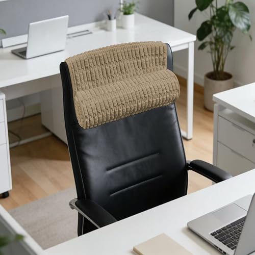 Memory Foam Headrest Pillow for Neck Pain Relief & Cervical Support - Ergonomic Neck Cushion for Office Chair, Car, Recliner, Sofa - Breathable & Pressure Relief(Khaki, 17" W x 2.7" D)