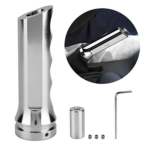 Handbrake Cover, Universal Auto Car Aluminum HandBrake Cover Handle Protector Hand Brake Sleeve Red Brake system modification (Silver)